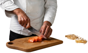 Preparazione in cucina con ingredienti freschi